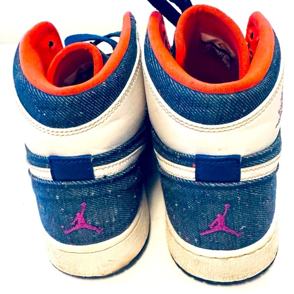 NIKE Jordan Retro High Denim Sneakers Deep Royal - Picture 14 of 16